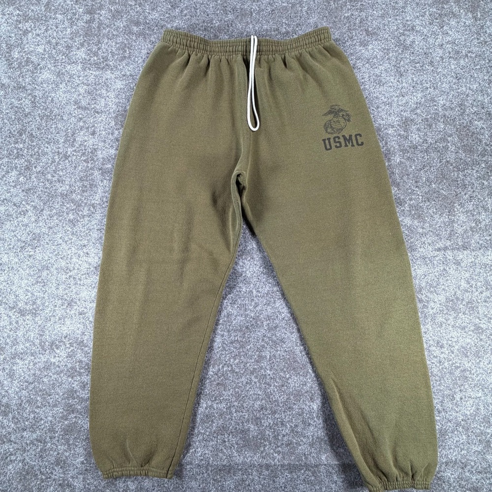 Soffe USMC Sweatpant Men Large Green Cotton Fleece Training Running Armed Forces
